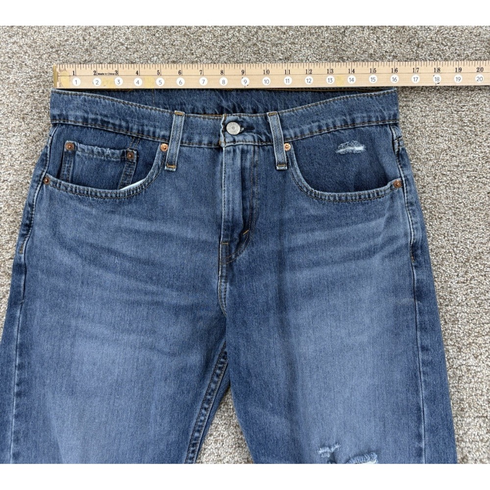 Levis 502 Jeans Men 31x32 Blue Regular Taper Thrashed Distressed Grunge‎ Skater - Picture 9 of 14